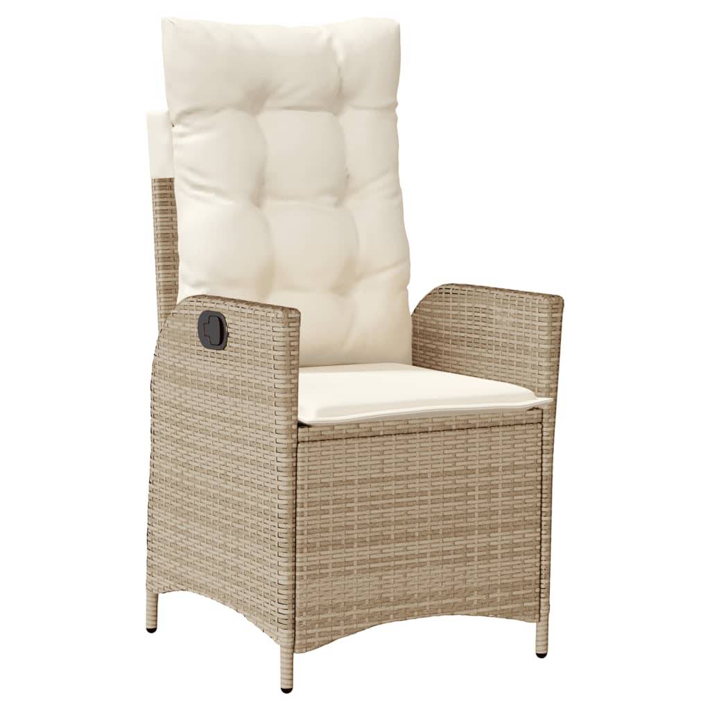 vidaXL 7-tlg. Garten-Essgruppe mit Kissen Beige Poly Rattan