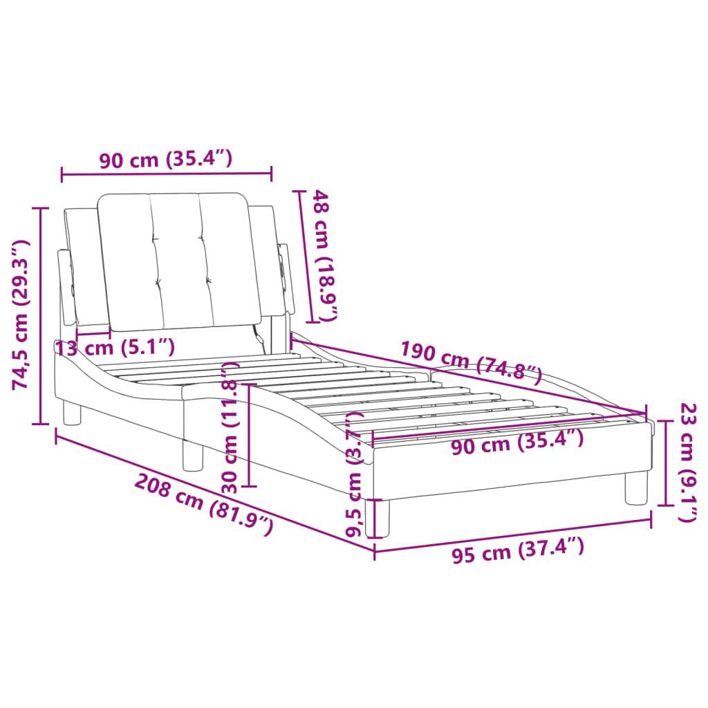 vidaXL Bettgestell mit LED ohne Matratze "Zadar" Cappuccino-Braun 90x190 cm Kunstleder