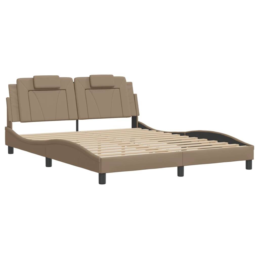 vidaXL Bettgestell "Viana" mit LED ohne Matratze Cappuccino-Braun 160x200 cm Kunstleder