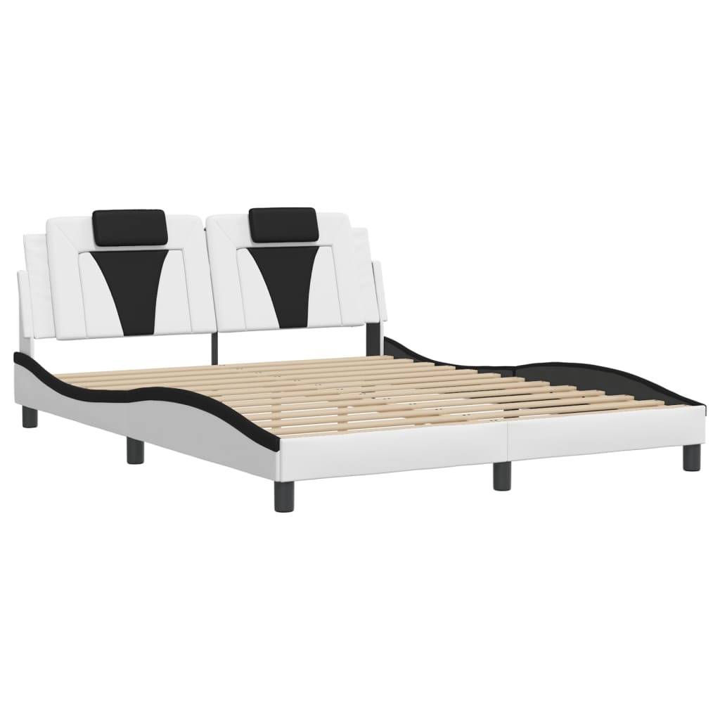vidaXL Bettgestell "Viana" ohne Matratze Weiß und Schwarz 160x200 cm Kunstleder