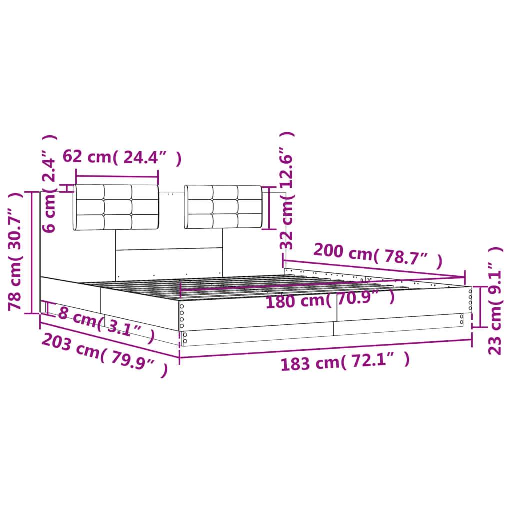 vidaXL Bettgestell mit Kopfteil Weiß 180x200 cm Holzwerkstoff