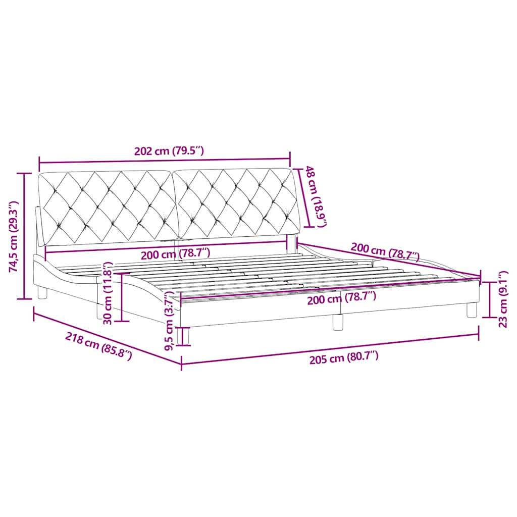 vidaXL Bettgestell ohne Matratze Blau 200x200 cm Samt