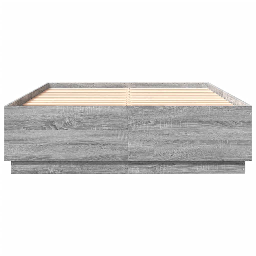 vidaXL Bettgestell Grau Sonoma 150x200 cm Holzwerkstoff