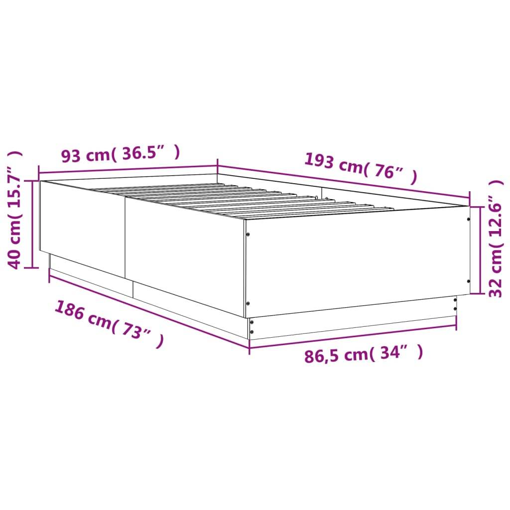 vidaXL Bettgestell Sonoma-Eiche 90x190 cm Holzwerkstoff