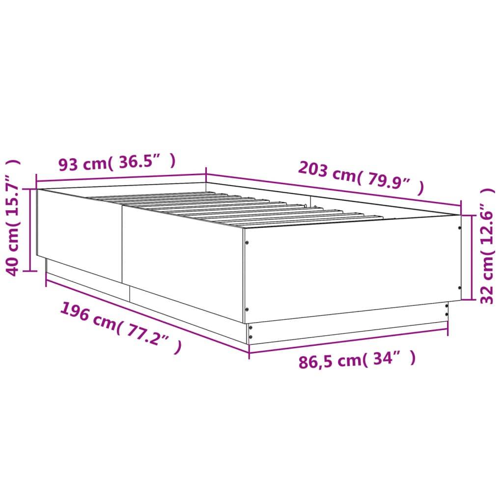 vidaXL Bettgestell Weiß 90x200 cm Holzwerkstoff