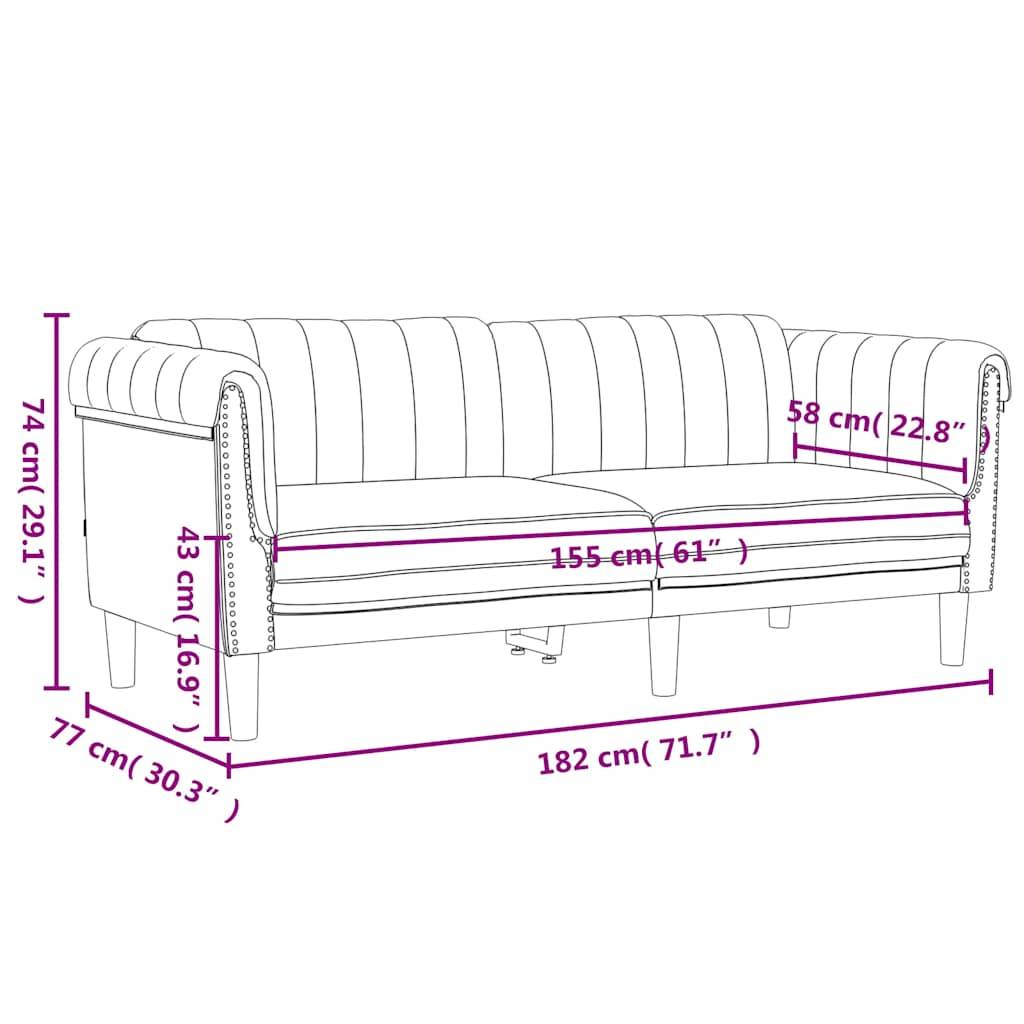 vidaXL Sofa 2-Sitzer Creme Samt