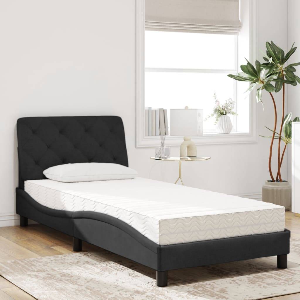 vidaXL Bett mit Matratze Schwarz 90x200 cm Samt