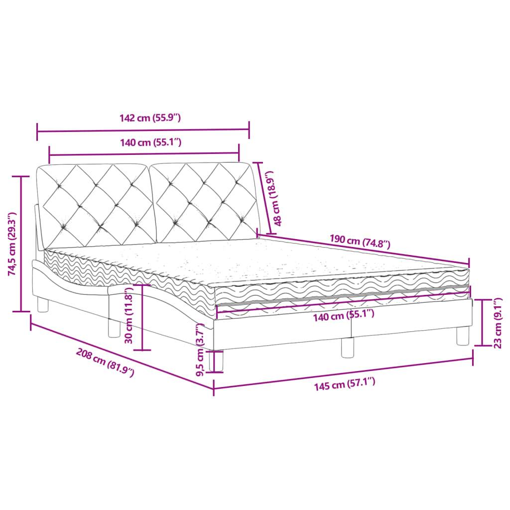 vidaXL Bett mit Matratze Dunkelgrün 140x190 cm Samt