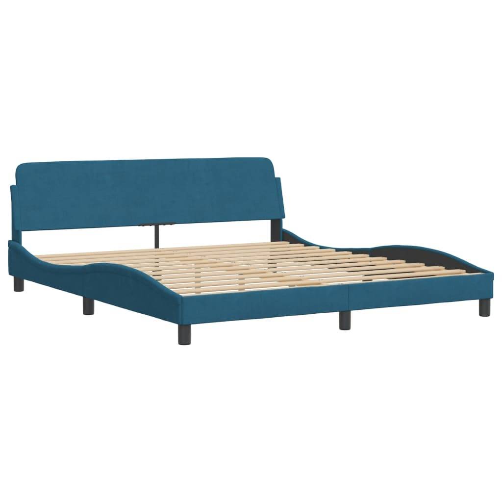 vidaXL Bettgestell ohne Matratze Blau 180x200 cm Samt
