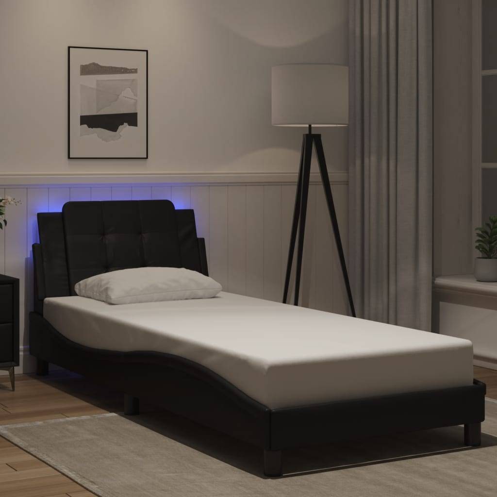 vidaXL Bettgestell mit LED ohne Matratze "Zadar" Schwarz 80x200 cm Kunstleder