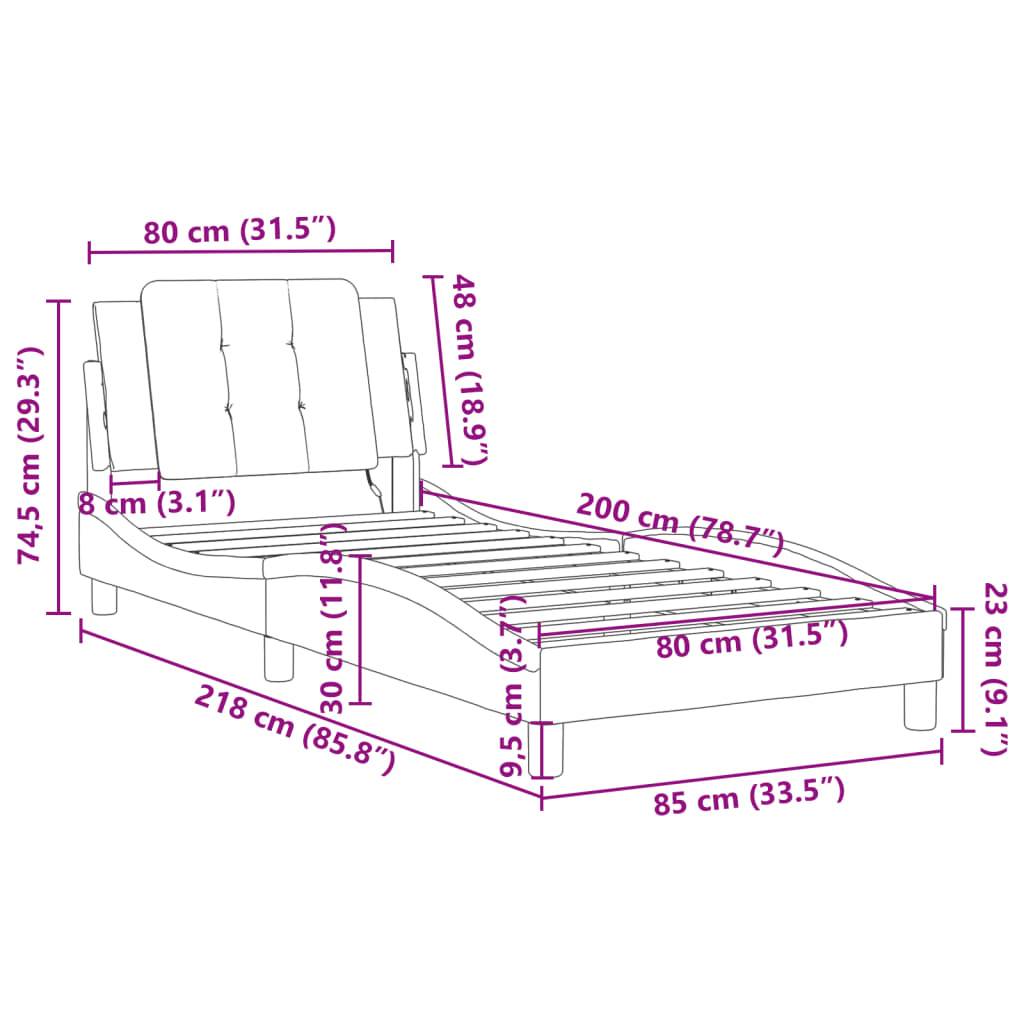 vidaXL Bettgestell mit LED ohne Matratze "Zadar" Schwarz 80x200 cm Kunstleder