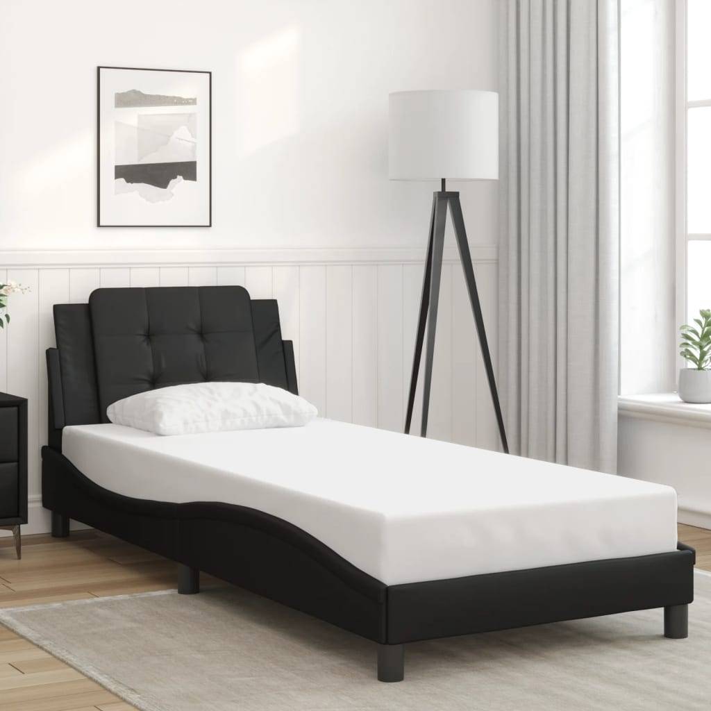 vidaXL Bettgestell mit LED ohne Matratze "Zadar" Schwarz 80x200 cm Kunstleder