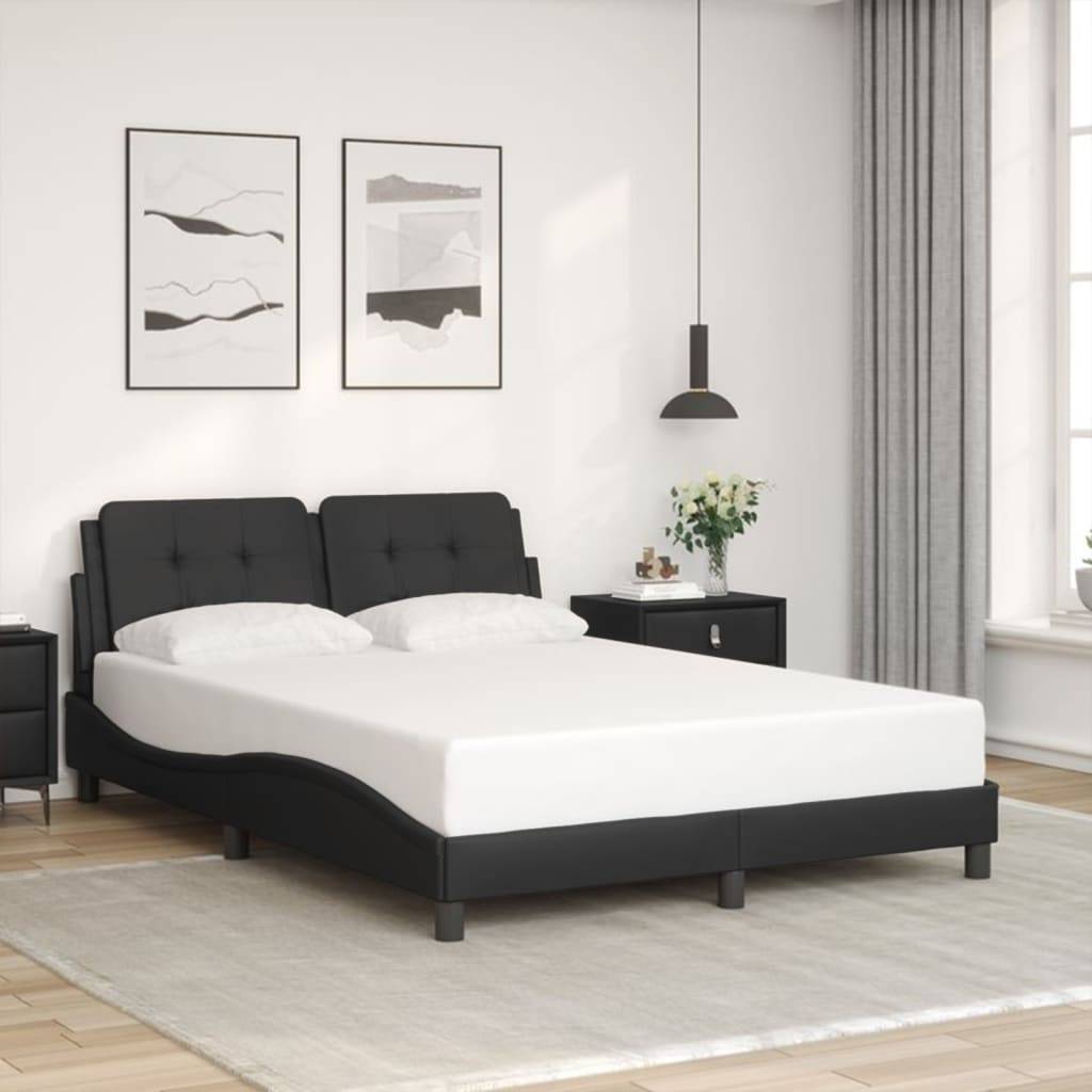 vidaXL Bettgestell ohne Matratze "Zadar" Schwarz 140x190 cm Kunstleder