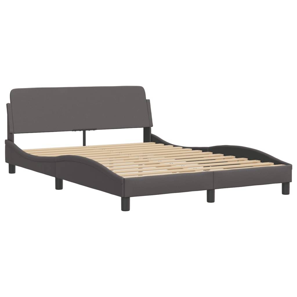 vidaXL Bett mit Matratze Grau 140x190 cm Kunstleder