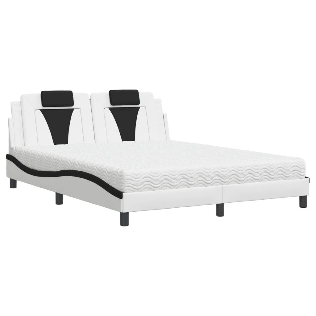 vidaXL Bett "Viana" mit Matratze Weiß und Schwarz 160x200 cm Kunstleder