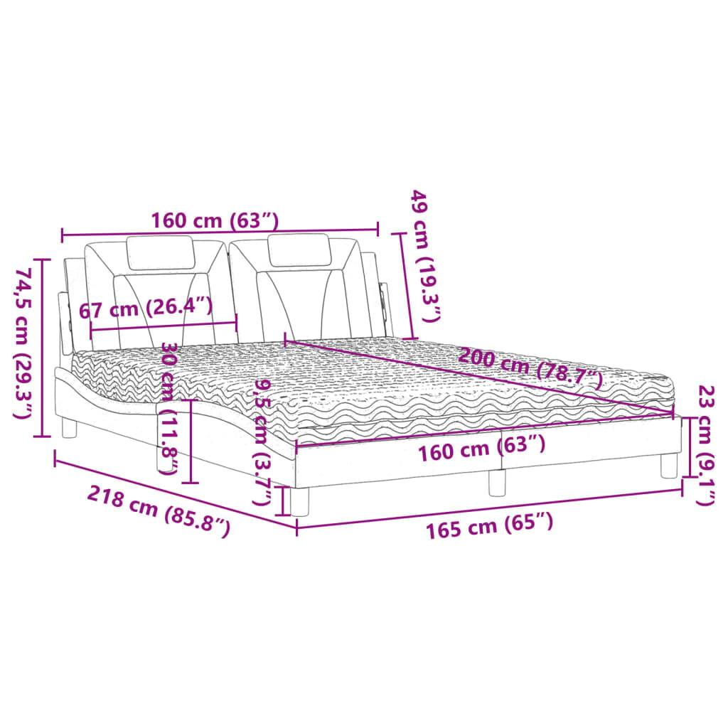 vidaXL Bett "Viana" mit Matratze Weiß und Schwarz 160x200 cm Kunstleder