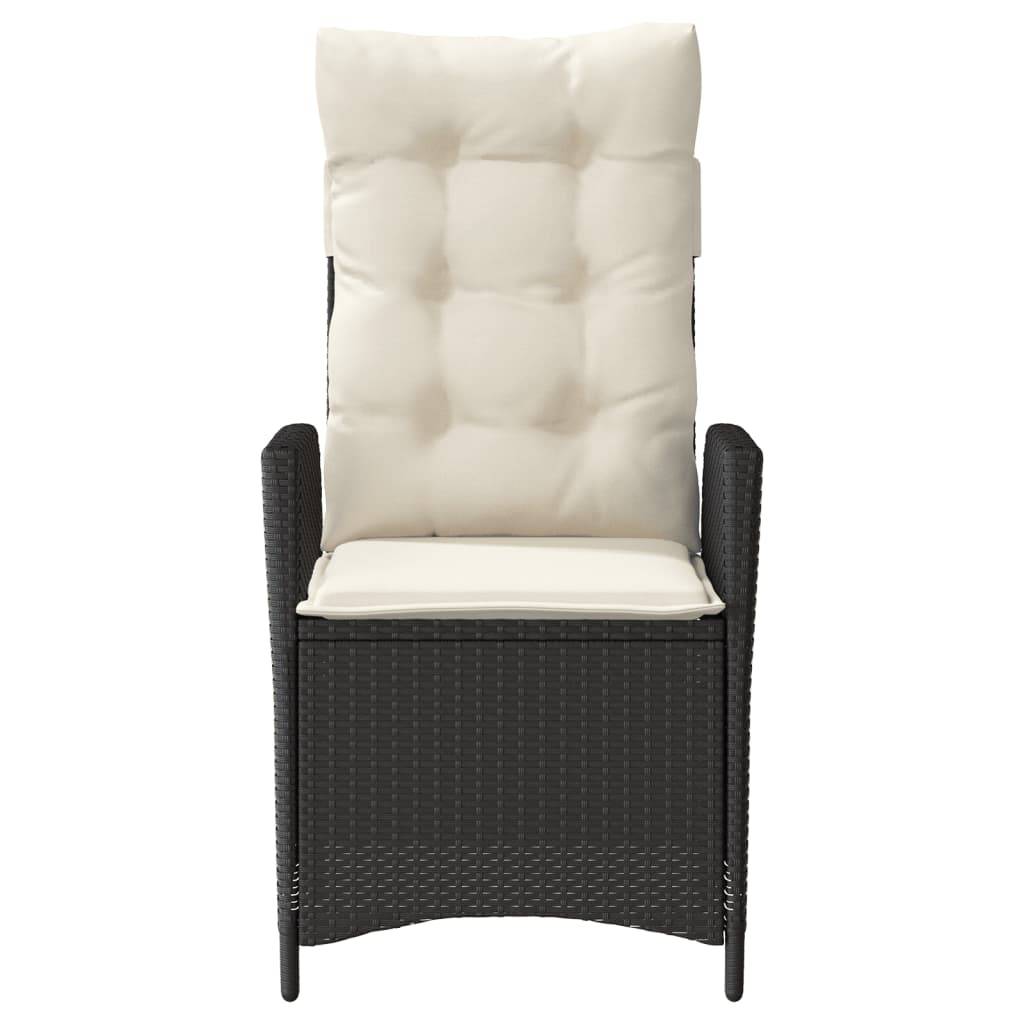vidaXL Gartensessel Verstellbar mit Kissen Schwarz Poly Rattan