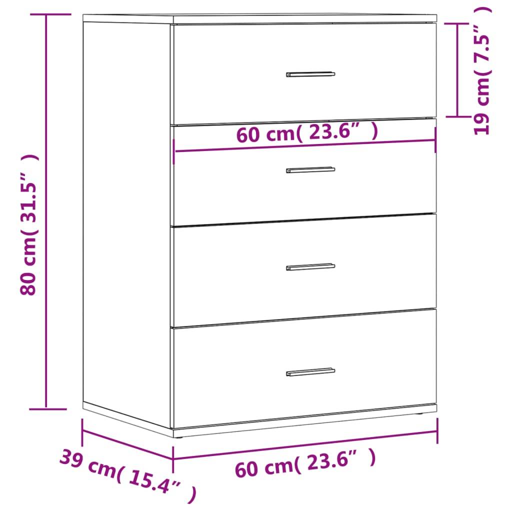 vidaXL Sideboard Weiß 60x39x80 cm Holzwerkstoff