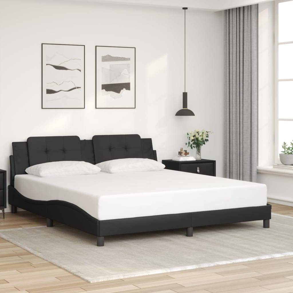 vidaXL Bettgestell ohne Matratze "Zadar" Schwarz 180x200 cm Kunstleder