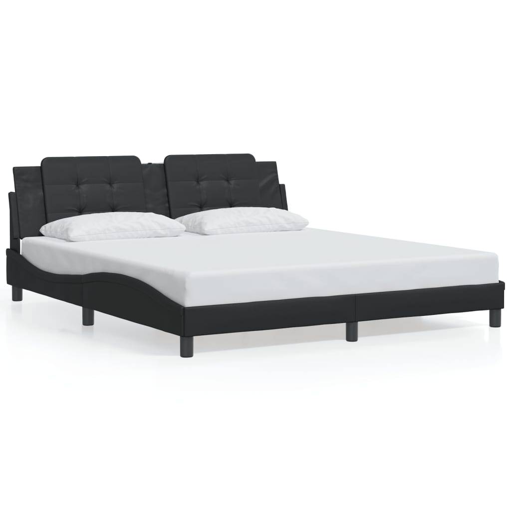 vidaXL Bettgestell ohne Matratze "Zadar" Schwarz 180x200 cm Kunstleder