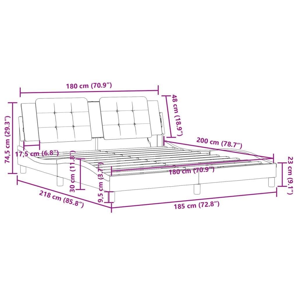 vidaXL Bettgestell ohne Matratze "Zadar" Schwarz 180x200 cm Kunstleder