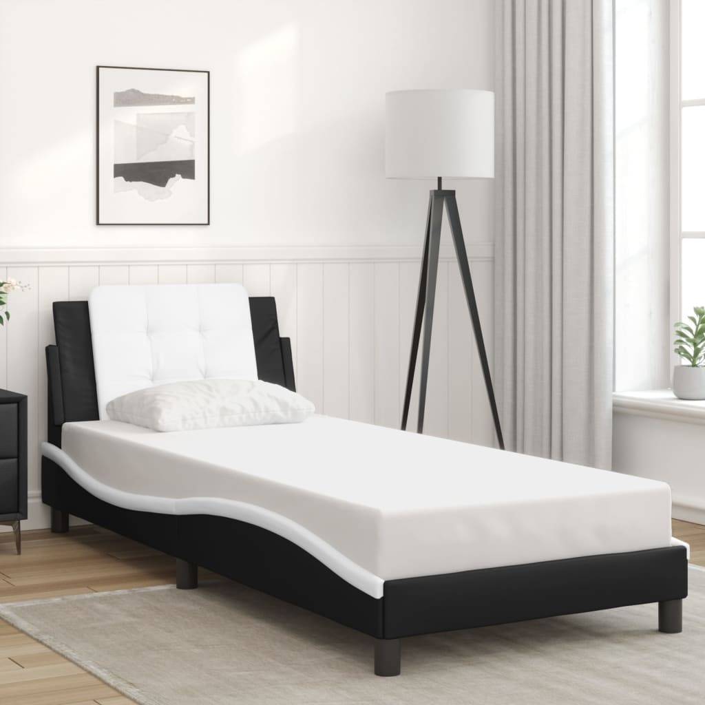vidaXL Bettgestell ohne Matratze "Zadar" Schwarz und Weiß 80x200 cm Kunstleder