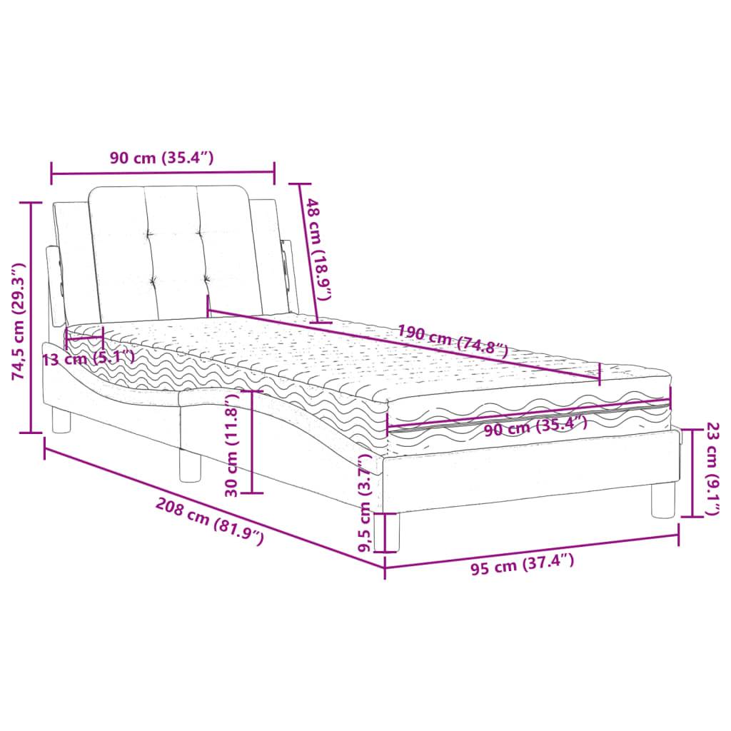 vidaXL Bettgestell ohne Matratze "Zadar" Cappuccino-Braun 90x190 cm Kunstleder