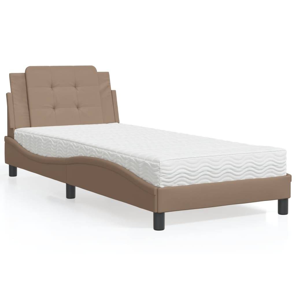 vidaXL Bettgestell ohne Matratze "Zadar" Cappuccino-Braun 90x190 cm Kunstleder