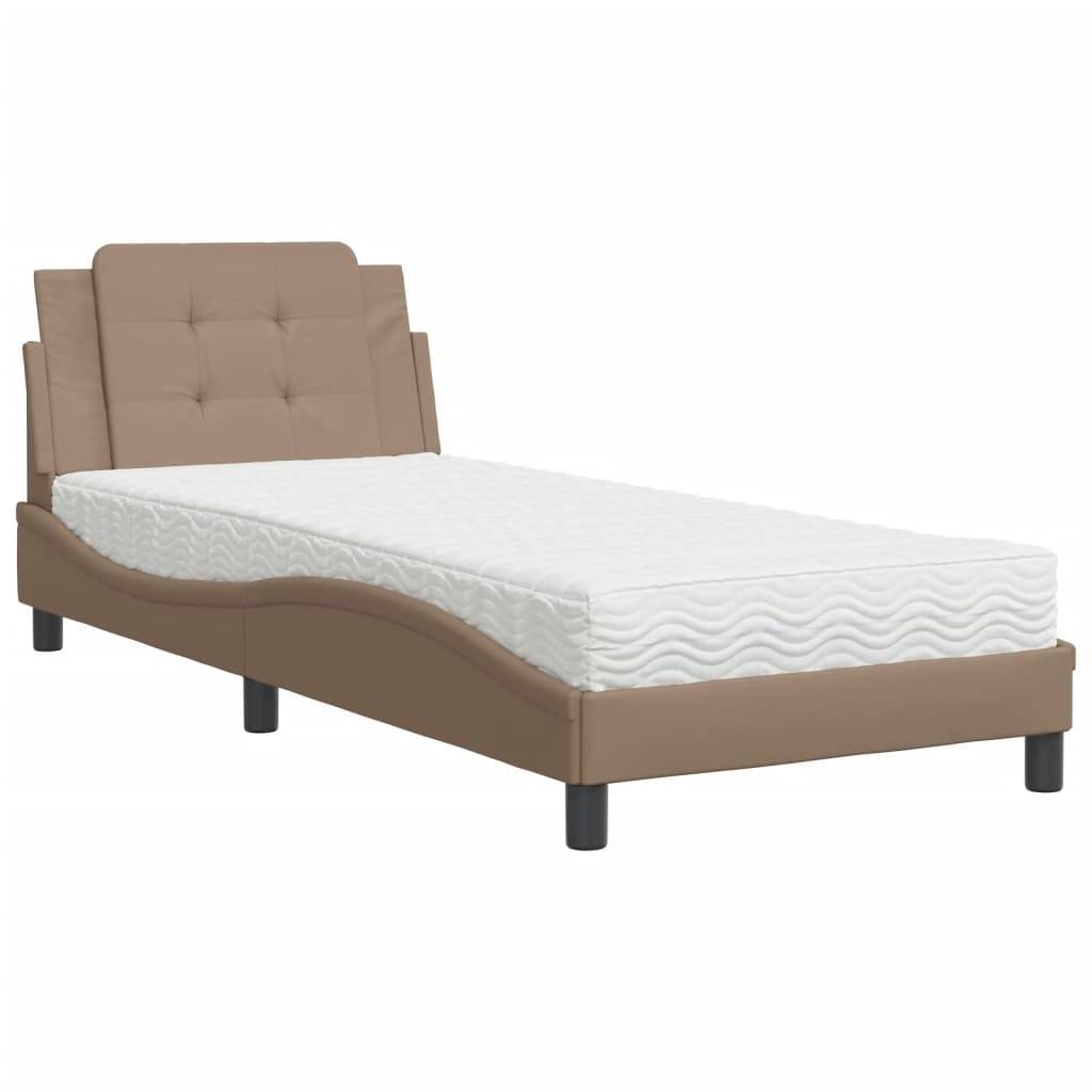 vidaXL Bettgestell ohne Matratze "Zadar" Cappuccino-Braun 90x200 cm Kunstleder