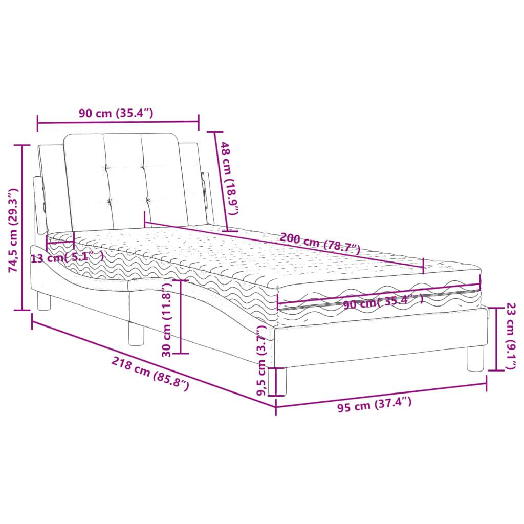 vidaXL Bettgestell ohne Matratze "Zadar" Cappuccino-Braun 90x200 cm Kunstleder