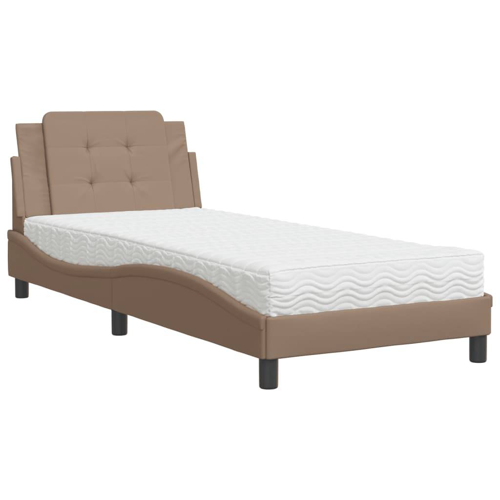 vidaXL Bettgestell ohne Matratze "Zadar" Cappuccino-Braun 90x190 cm Kunstleder