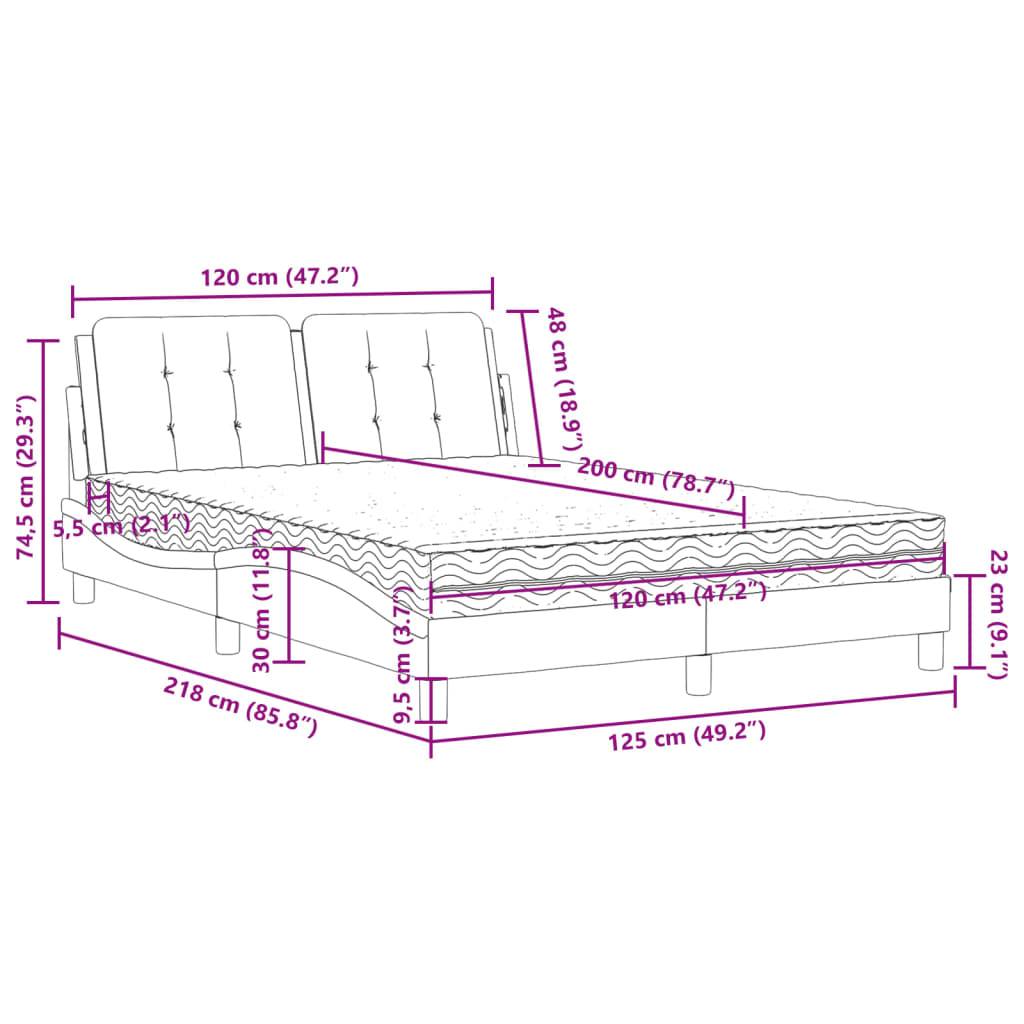 vidaXL Bettgestell ohne Matratze "Zadar" Cappuccino-Braun 120x200 cm Kunstleder