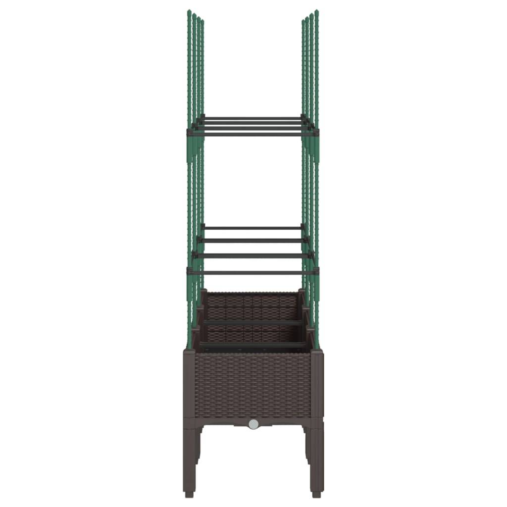 vidaXL Pflanzkübel mit Rankgitter Braun 120x40x142,5 cm PP