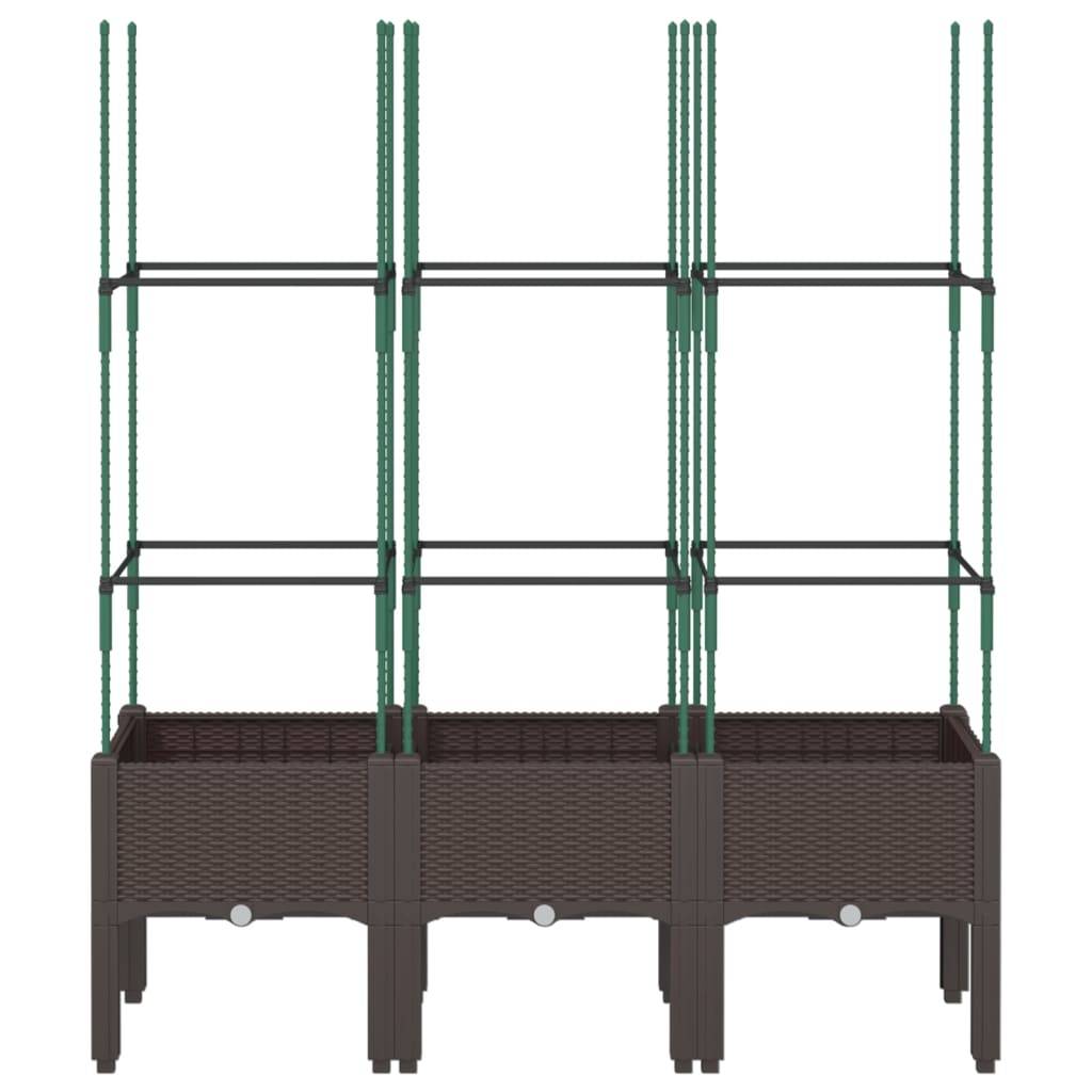 vidaXL Pflanzkübel mit Rankgitter Braun 120x40x142,5 cm PP