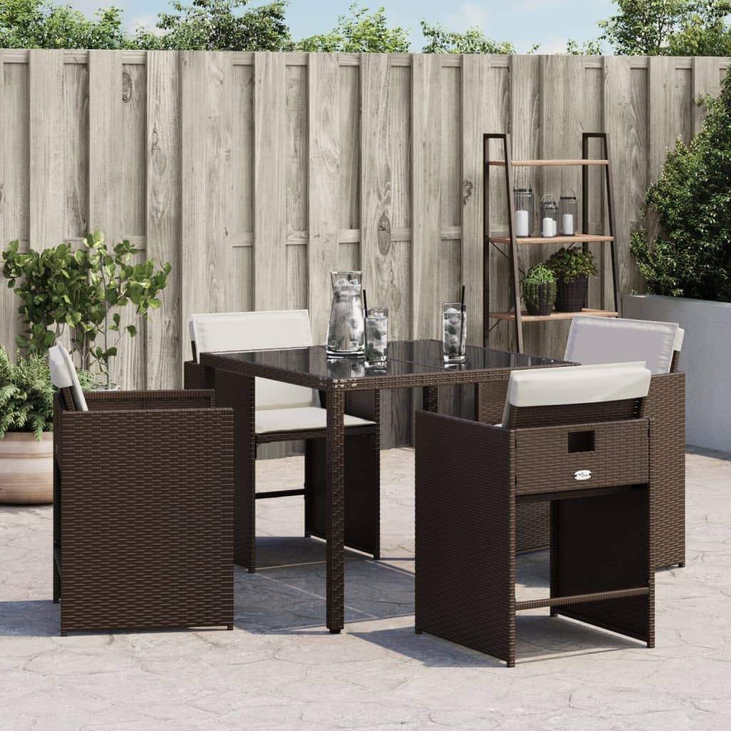 vidaXL Gartenstühle mit Kissen 4 Stk. Braun Poly Rattan