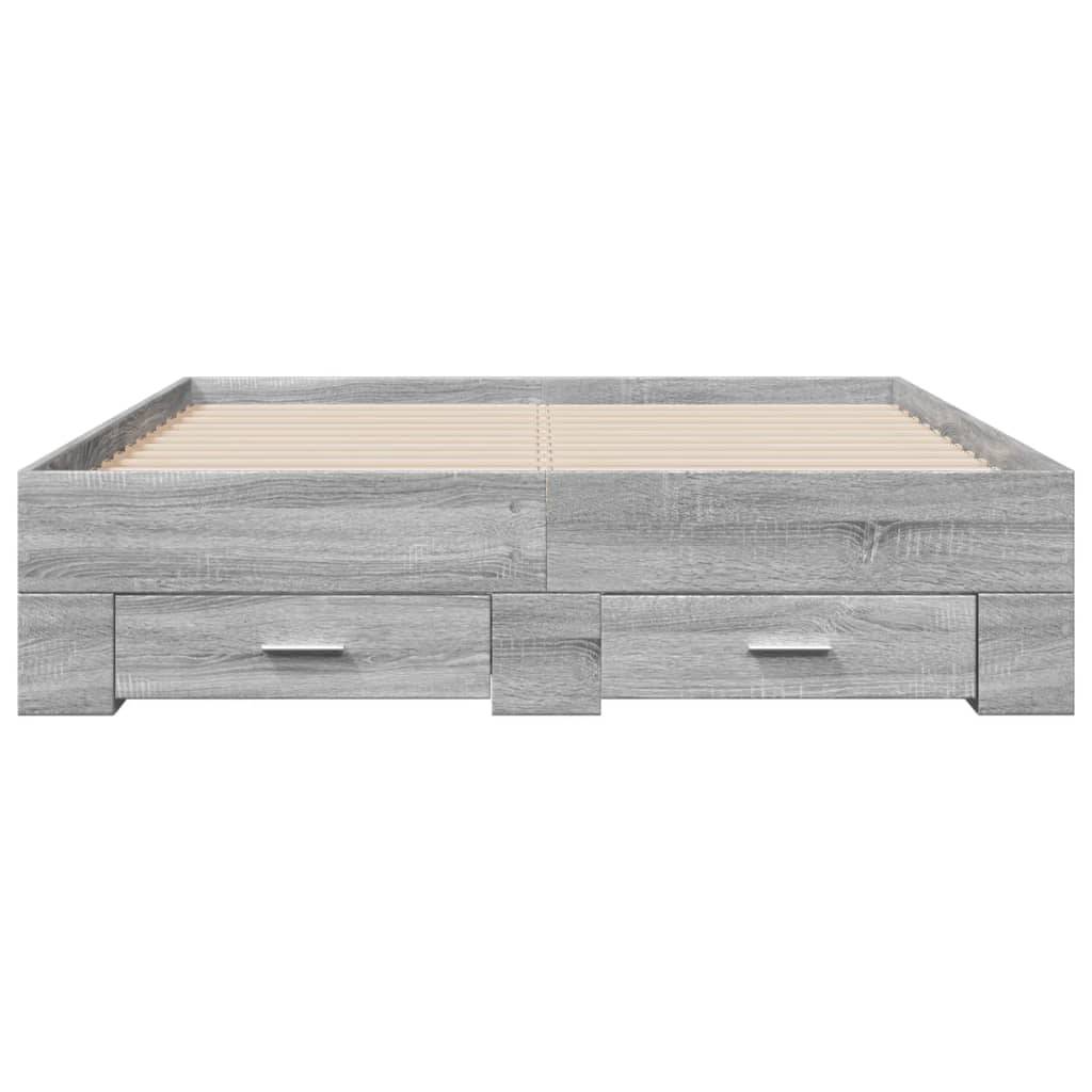 vidaXL Bettgestell mit Schubladen Grau Sonoma 120x190 cm Holzwerkstoff