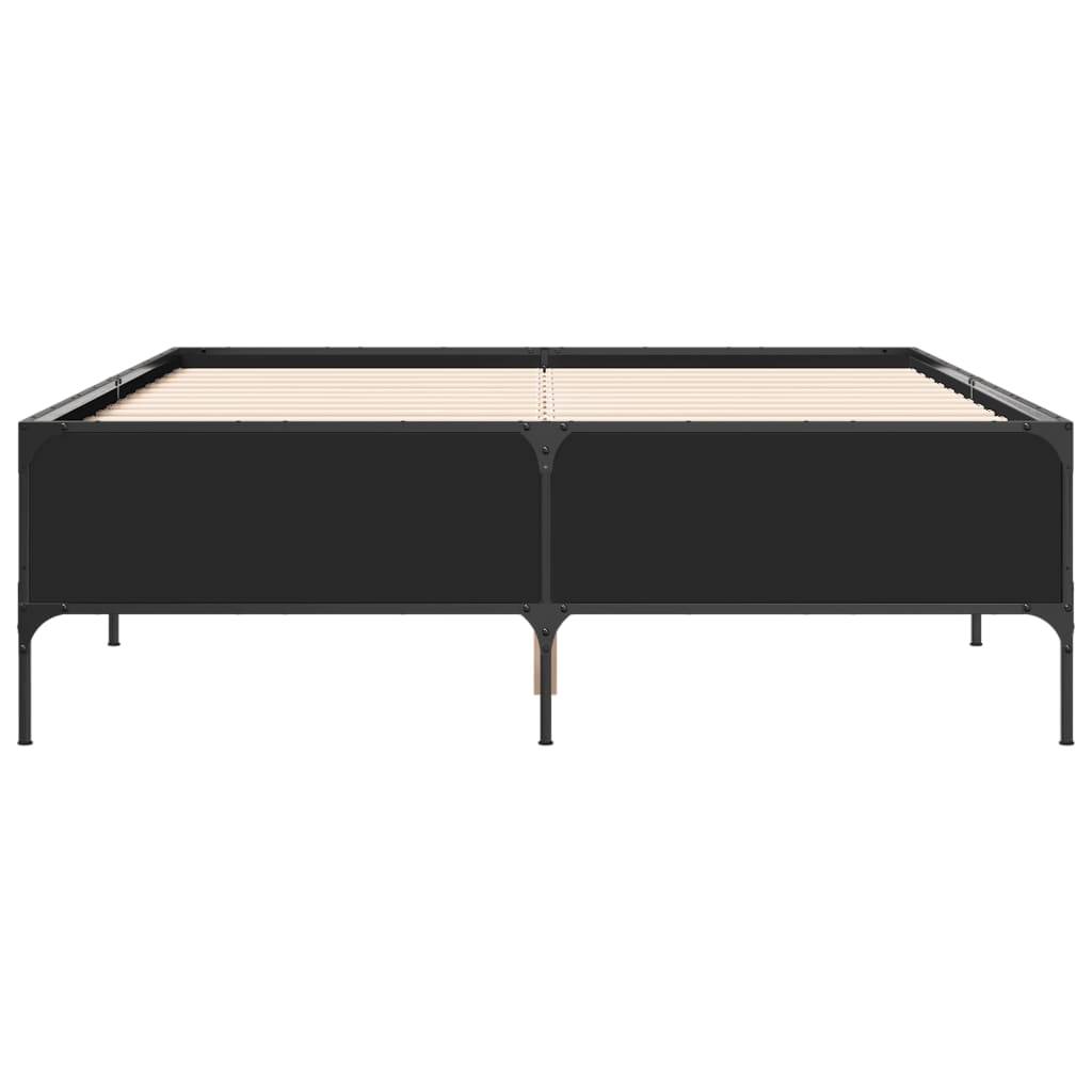 vidaXL Bettgestell Schwarz 135x190 cm Holzwerkstoff und Metall