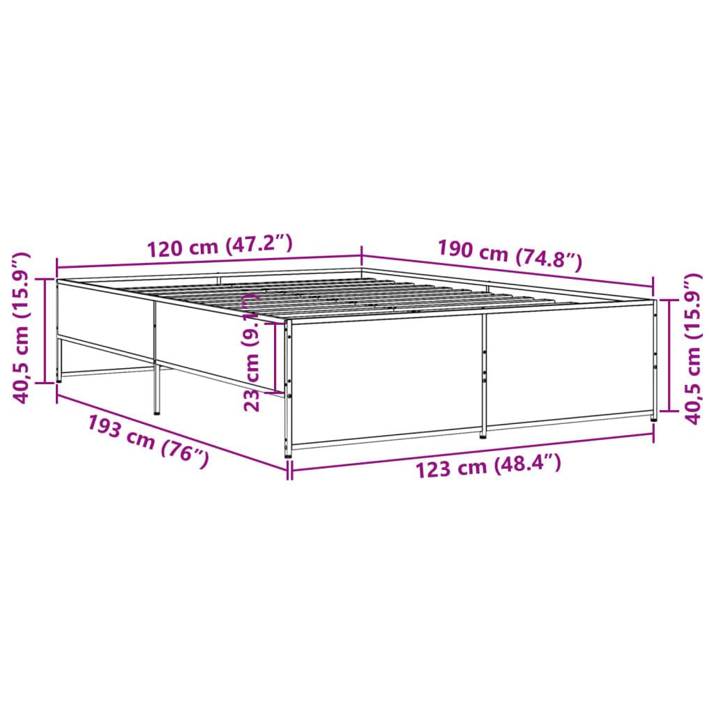 vidaXL Bettgestell Sonoma-Eiche 120x190 cm Holzwerkstoff und Metall