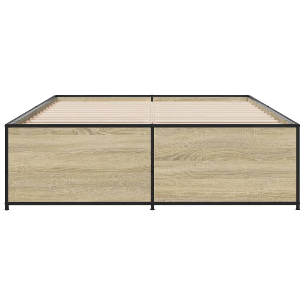 vidaXL Bettgestell Sonoma-Eiche 120x190 cm Holzwerkstoff und Metall