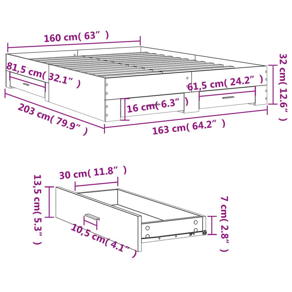 vidaXL Bettgestell mit Schubladen Weiß 160x200 cm Holzwerkstoff