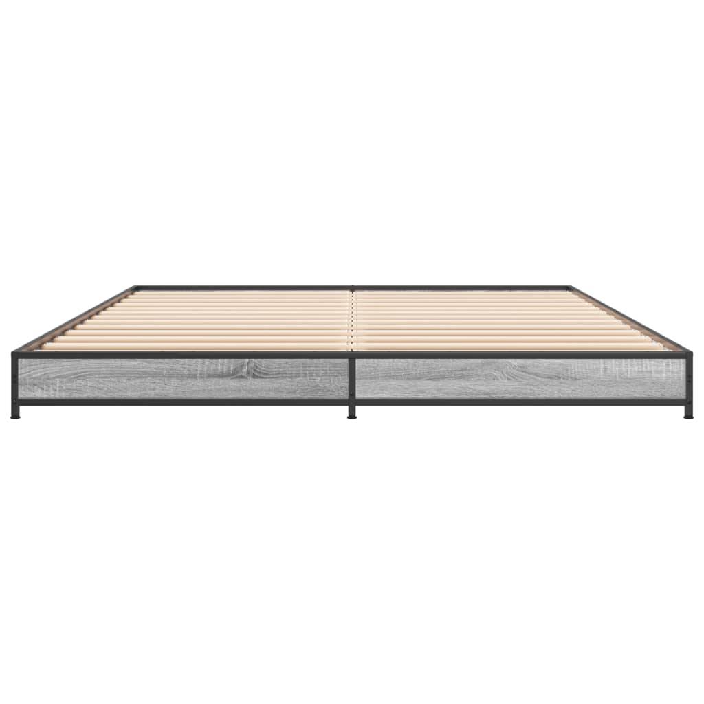 vidaXL Bettgestell Grau Sonoma 120x200 cm Holzwerkstoff und Metall