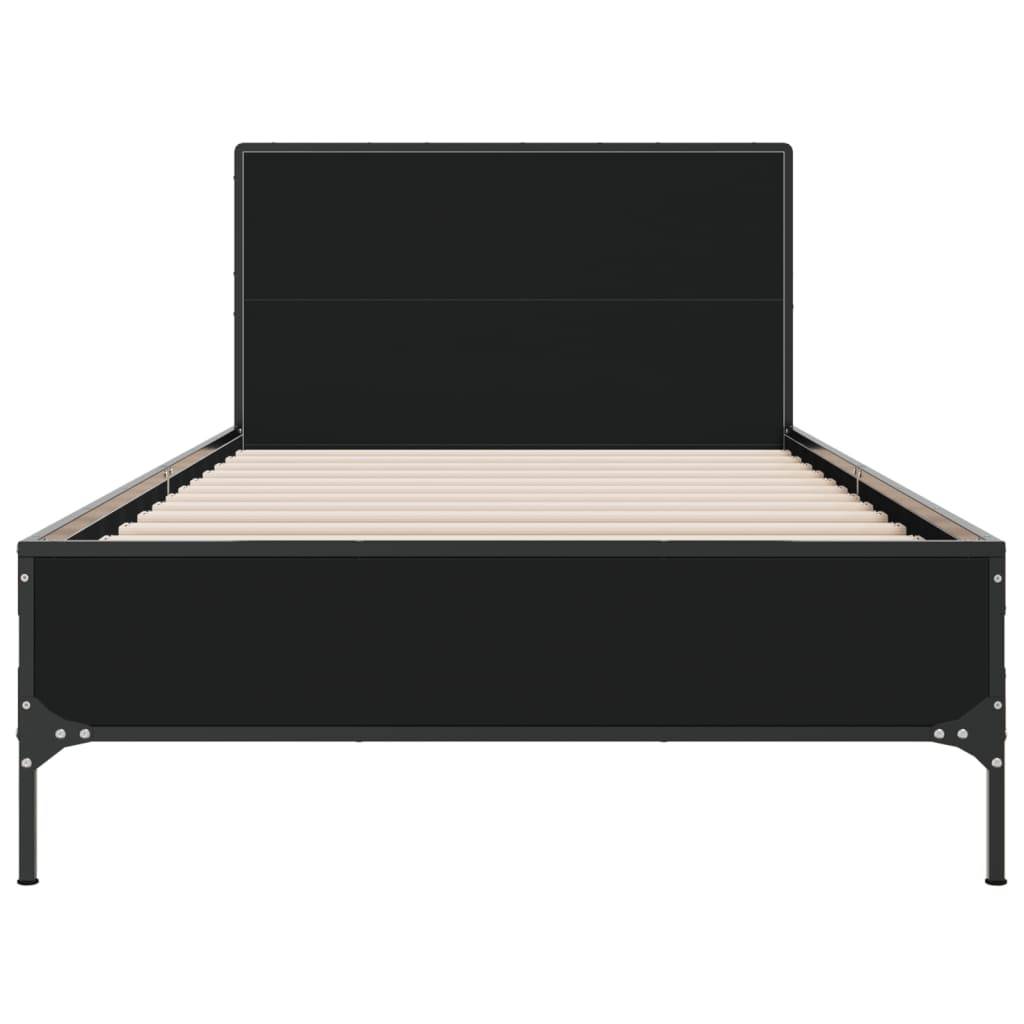 vidaXL Bettgestell Schwarz 90x190 cm Holzwerkstoff und Metall