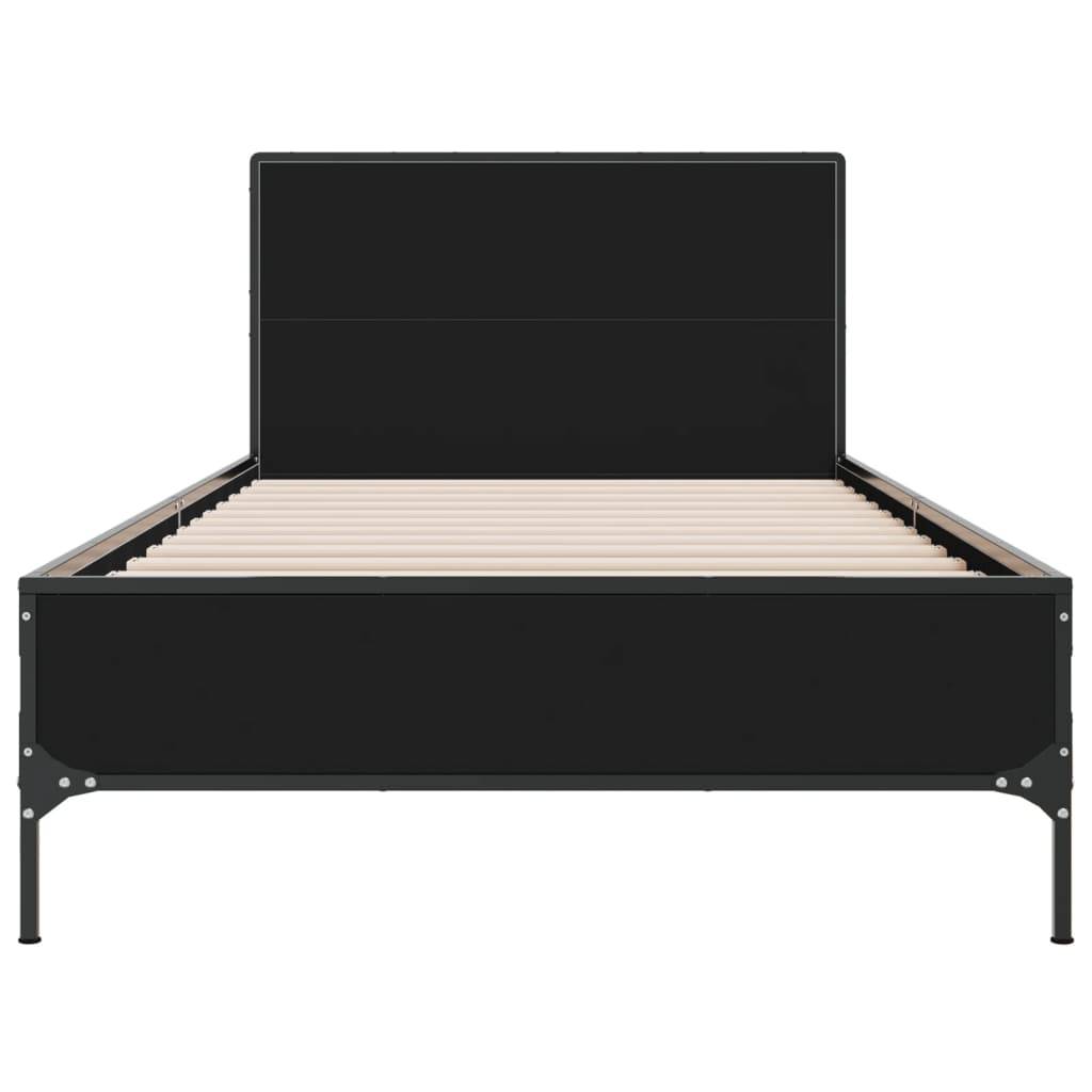 vidaXL Bettgestell Schwarz 90x200 cm Holzwerkstoff und Metall
