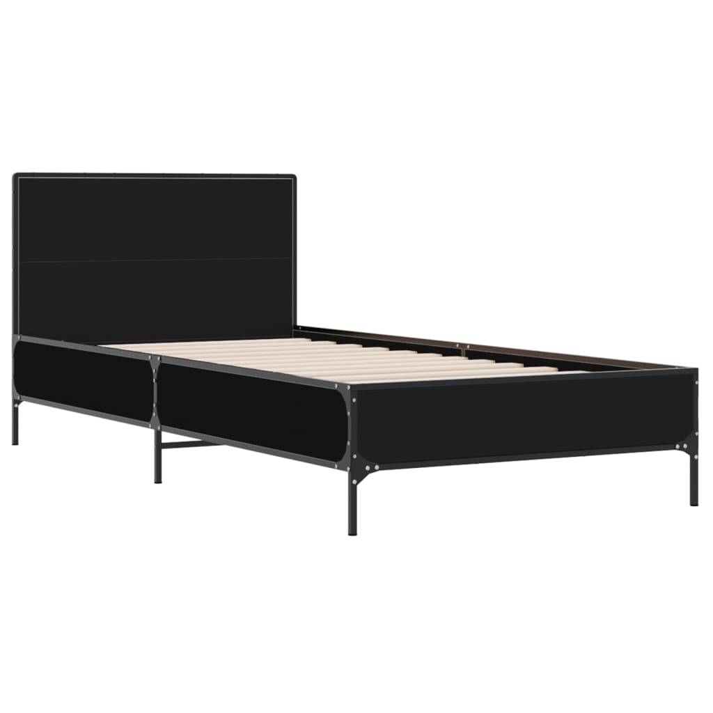 vidaXL Bettgestell Schwarz 90x190 cm Holzwerkstoff und Metall