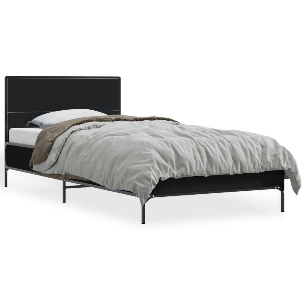 vidaXL Bettgestell Schwarz 90x190 cm Holzwerkstoff und Metall