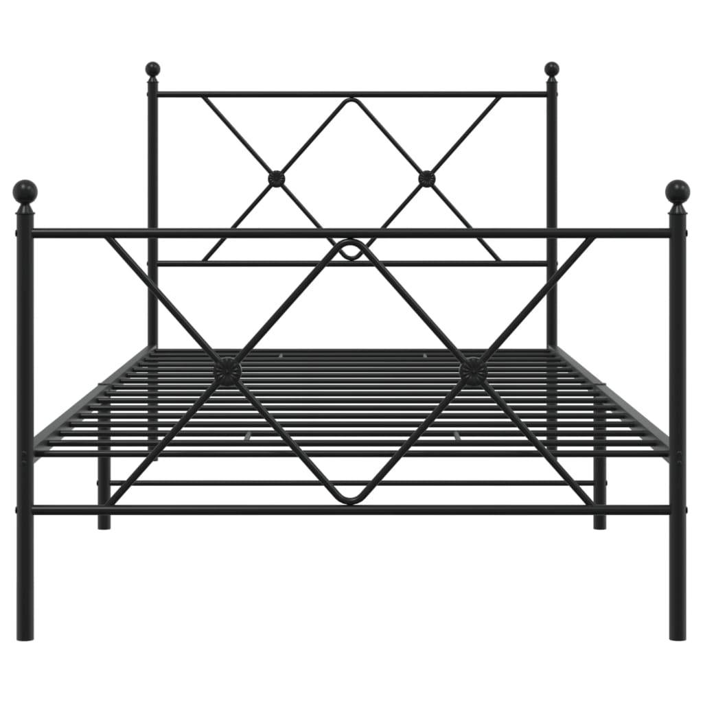 vidaXL Bettgestell mit Kopf- und Fußteil Metall Schwarz 90x190 cm