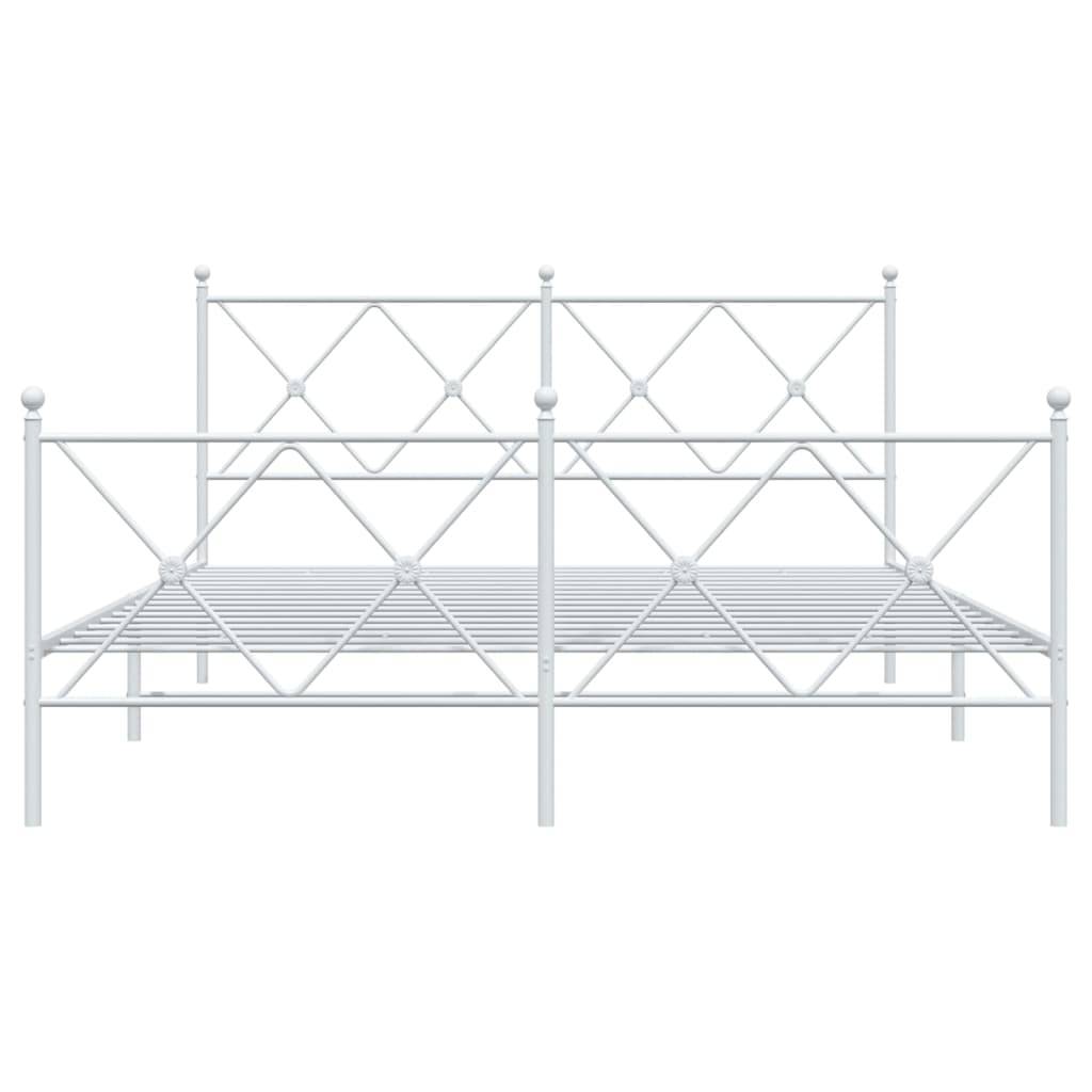 vidaXL Bettgestell mit Kopf- und Fußteil Metall Weiß 160x200 cm