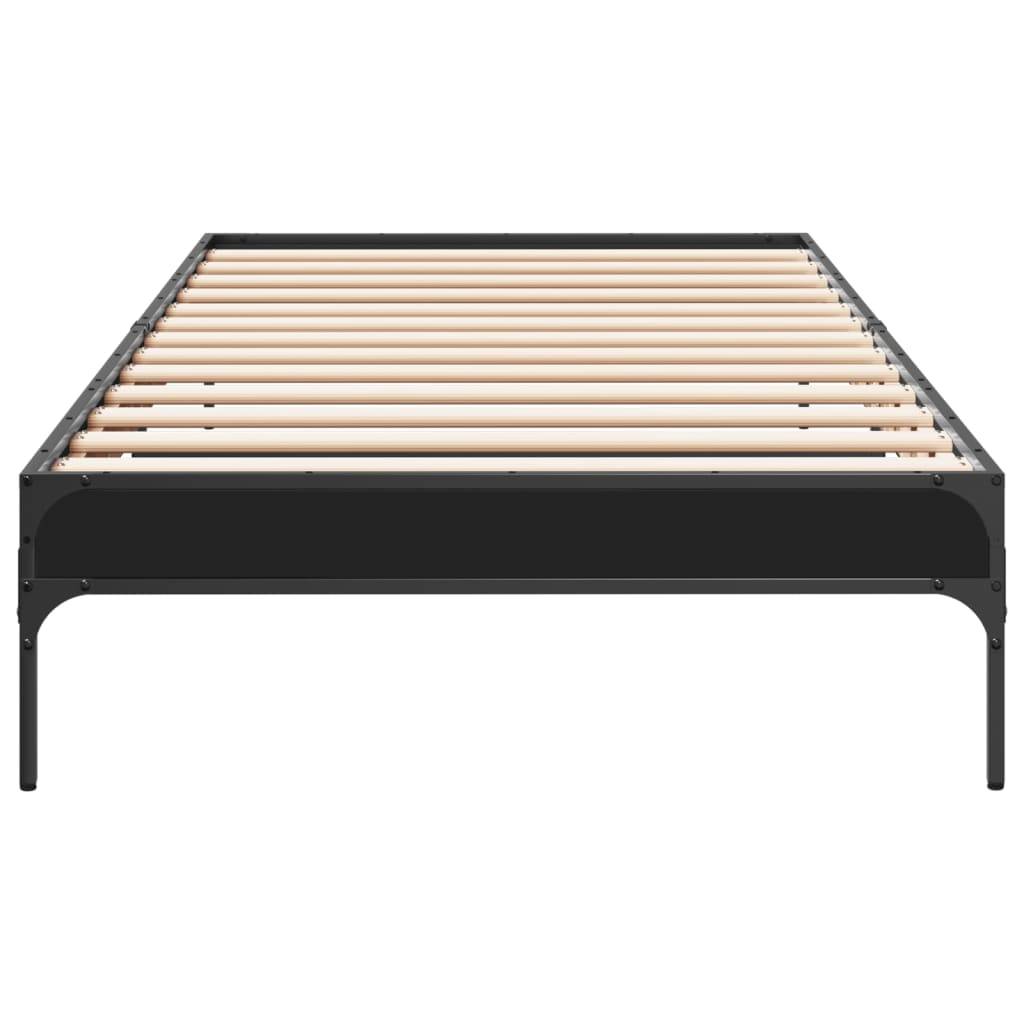 vidaXL Bettgestell Schwarz 75x190 cm Holzwerkstoff und Metall