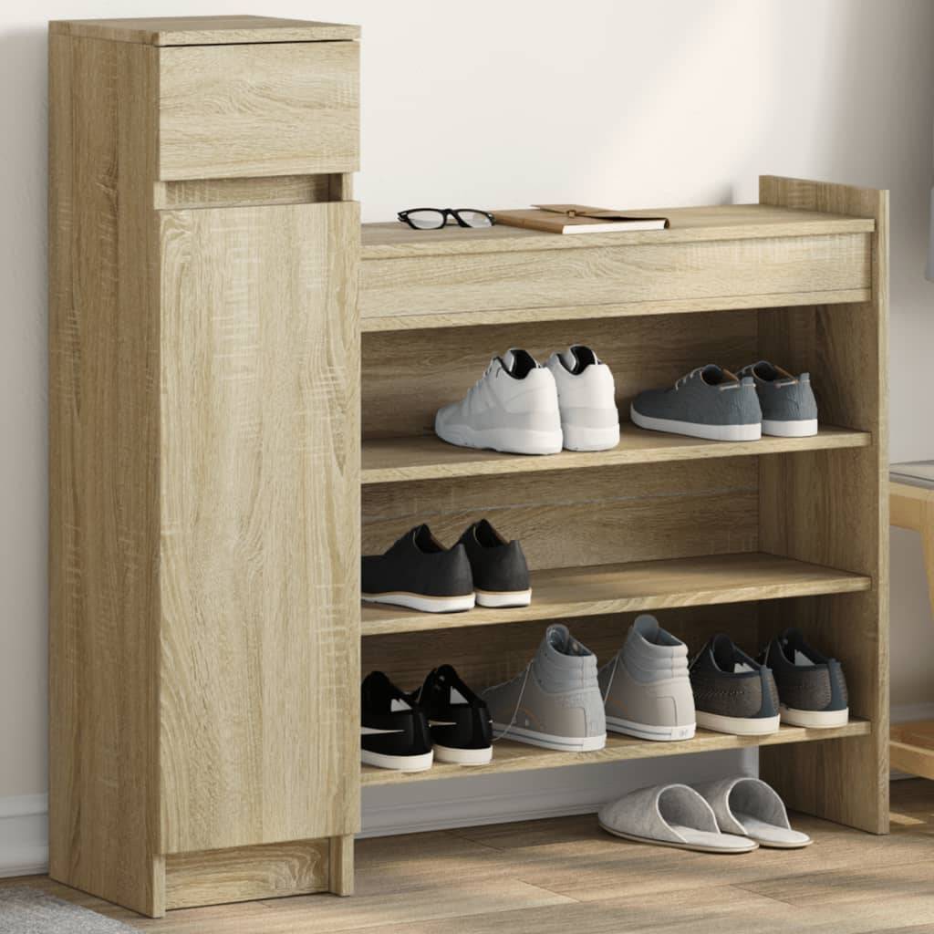 vidaXL Schuhschrank Sonoma-Eiche 100,5x28x100 cm Holzwerkstoff
