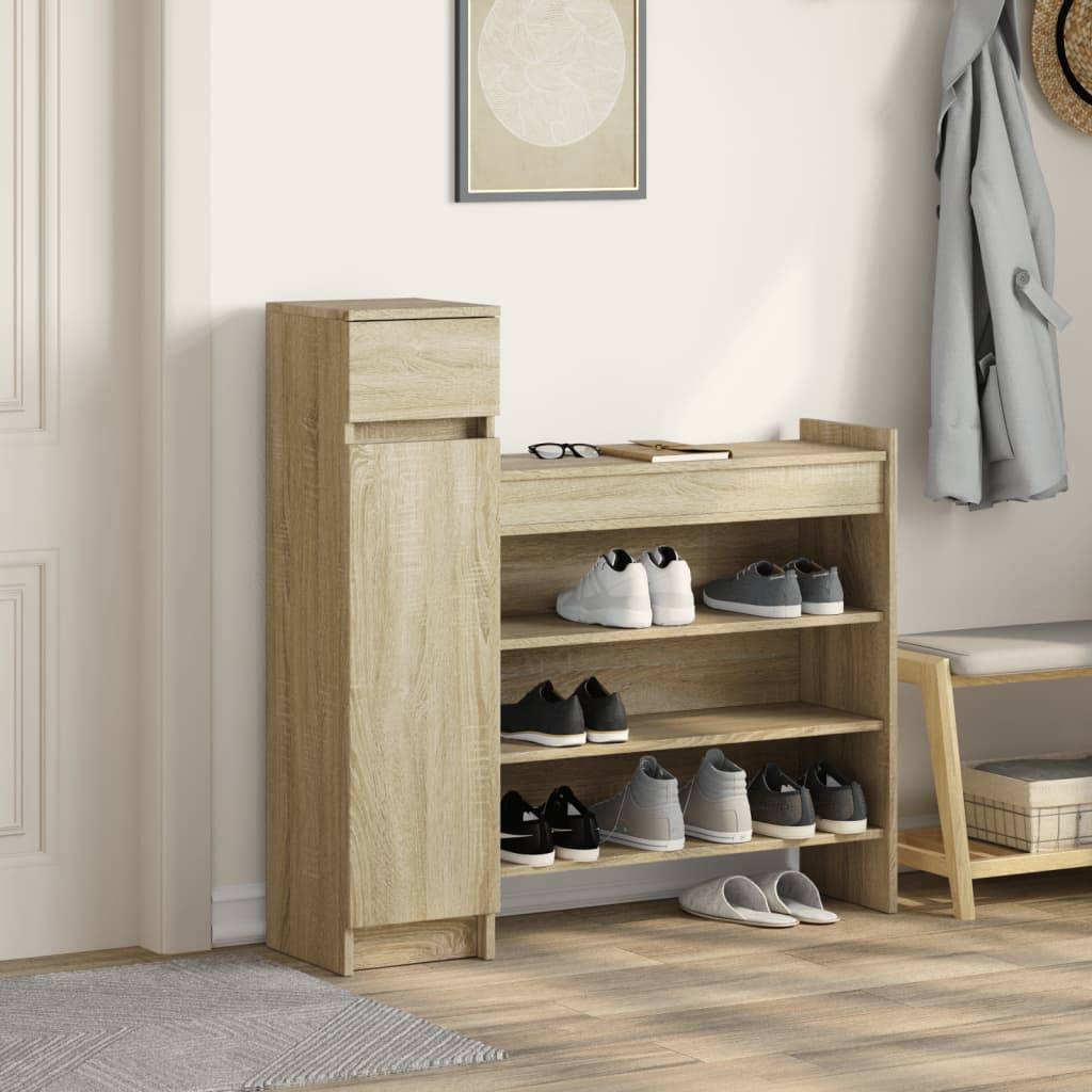 vidaXL Schuhschrank Sonoma-Eiche 100,5x28x100 cm Holzwerkstoff